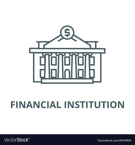 Financial institution line icon linear Royalty Free Vector