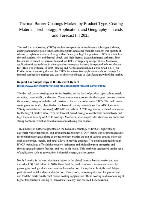 Thermal Barrier Coatings Market, by Product Type, Coating Material ...