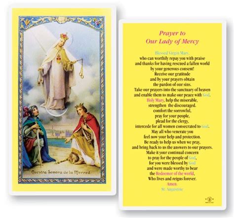 Our Lady of Mercy Laminated Laminated Prayer Cards 25 Pack