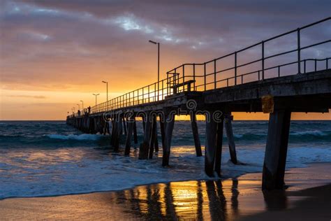 Sunset Over the Jetty at Port Noarlunga South Australia on 12th Stock Image - Image of landscape ...