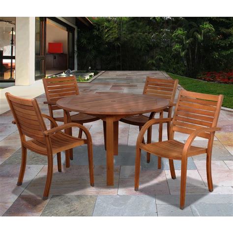 Amazonia Arizona Eucalyptus Wood 5-Piece Round Patio Dining Set-SC_365_4CATA - The Home Depot