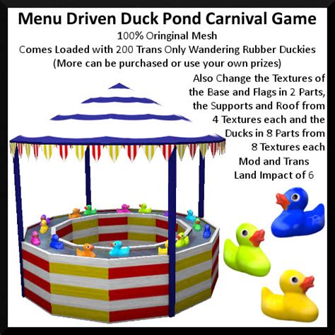 Second Life Marketplace - Menu Driven Duck Pond Carnival Game