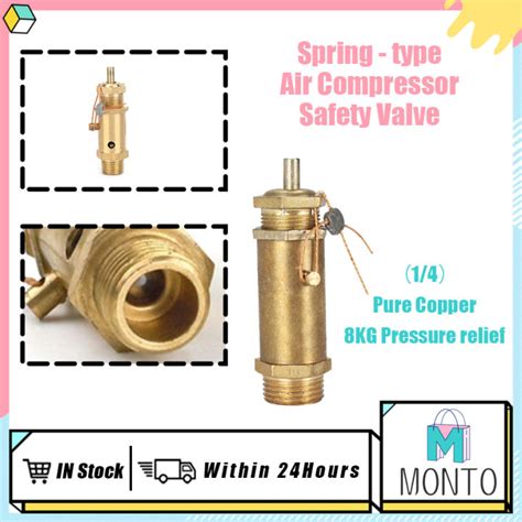 1/4" Spring Type Air Compressor Tank Safety Valve 8KG Pressure Relief ...