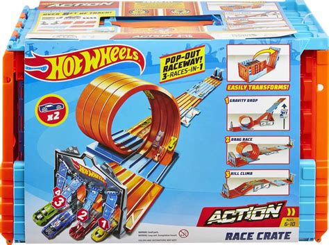 Buy Hot Wheels Race Crate with 3 Stunts in 1 Set, 8+ feet of Race track, Includes 2 Hot Wheels ...