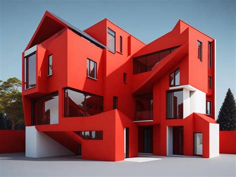 Premium AI Image | 3d red House architecture