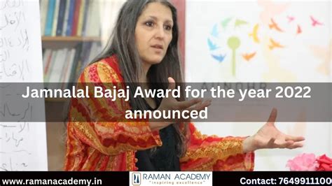 Jamnalal Bajaj Award For The Year 2022 Announced - Raman Academy