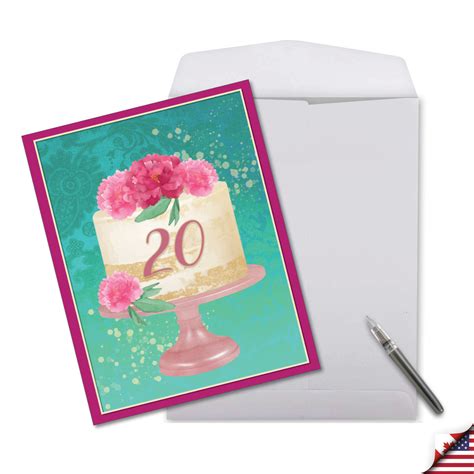 Number Cake 20: Stylish Milestone Birthday Over-sized Greeting Card