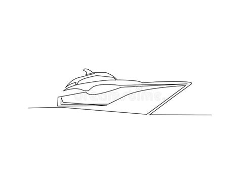 Continuous One Line Drawing of Yacht. Boat Line Art Drawing Vector ...