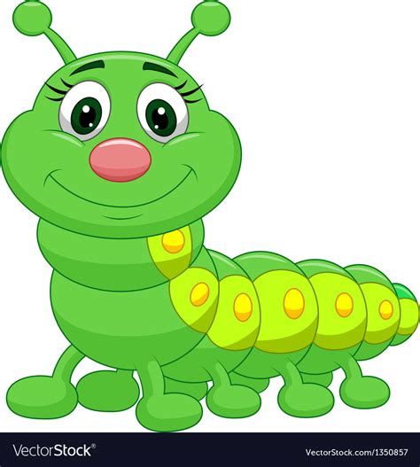 Cute green caterpillar cartoon Royalty Free Vector Image