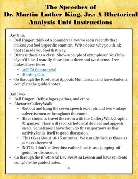 The Speeches of Dr. Martin Luther King, Jr.: A Rhetorical Analysis Unit