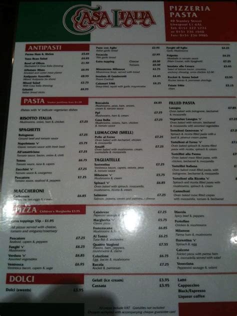 Casa Italia Menu, Menu for Casa Italia, City Centre, Liverpool - Zomato UK