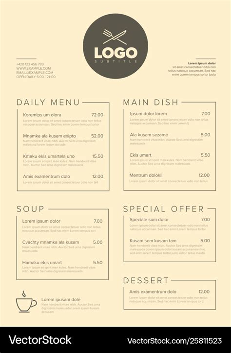 Modern minimalistic restaurant menu template Vector Image