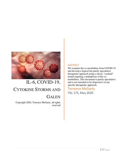 (PDF) IL-6, COVID-19, Cytokine Storms and Galen