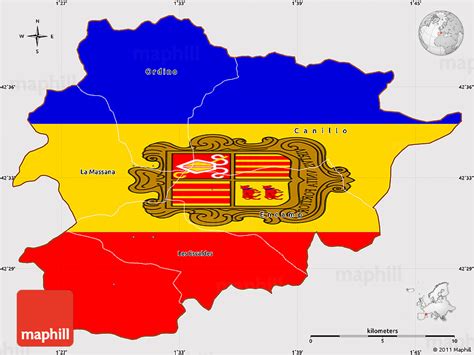 Flag Simple Map of Andorra, flag rotated