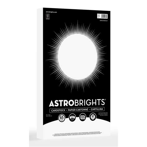 Astrobrights 65 lb. Cardstock Paper, 8.5" x 14", Astro White, 125 ...