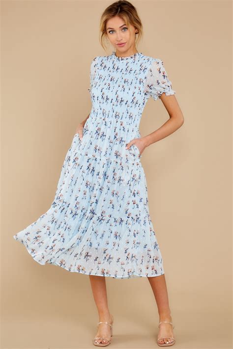 Count On You Light Blue Floral Print Midi Dress in 2020 | Floral print midi dress, Dresses ...