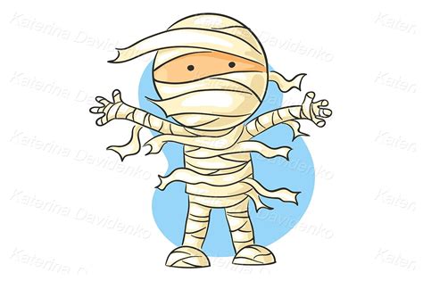 Scaring cartoon mummy, Halloween costume. Child's drawing image svg png pdf jpeg