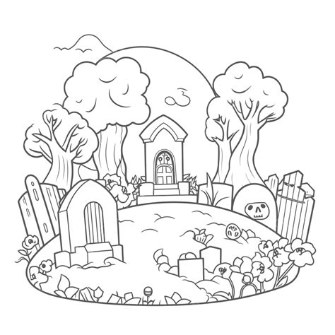 Haunted Graveyard Drawing