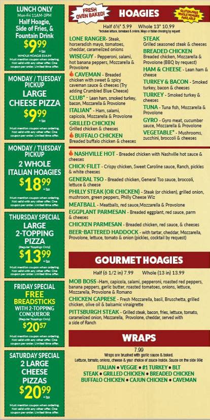 Our Menu | Adrian's Pizza Thompson Run Road | Pittsburgh