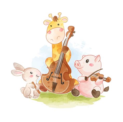 Cute Animals Playing Classical Music Instruments Illustration 3361386 Vector Art at Vecteezy