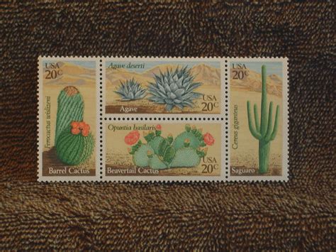 1 Pane 4 Stamps of Unique Vintage Unused Postage Stamps Desert Plants No. 1945a Mailings ...