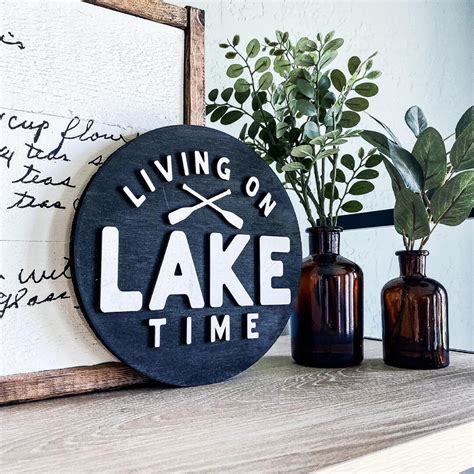 Living on Lake Time Wooden 3D Laser Sign Wood Sign Wooden Sign Laser Wood Sign 3D Wood Sign Lake ...