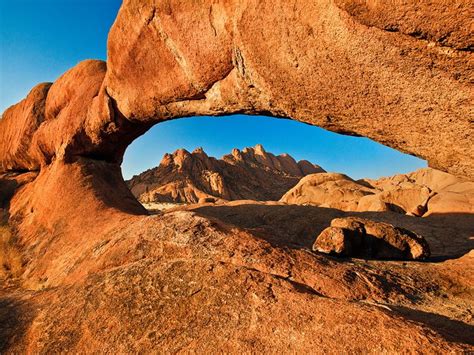 A breathtaking geological formation in the Namibian mountains near the Spitzkoppe. I waited for ...