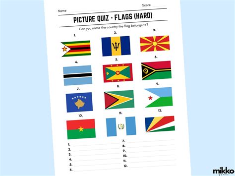 Printable Flags Picture Quiz With Answers Picture Round Quiz Sheets ...