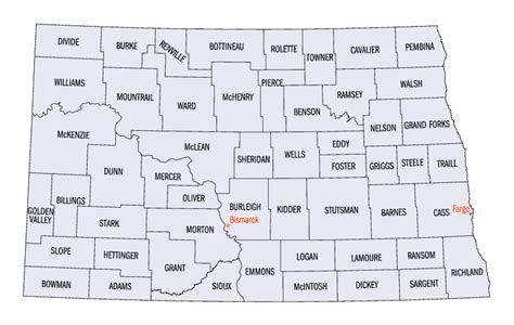 North Dakota County Map