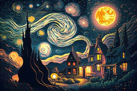 A Strange Starry Night - Vincent Van Gogh Style Digital by Massinissa Amrane | Saatchi Art