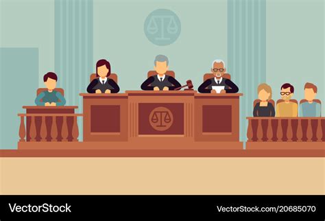 Courtroom interior with judges and lawyer justice Vector Image