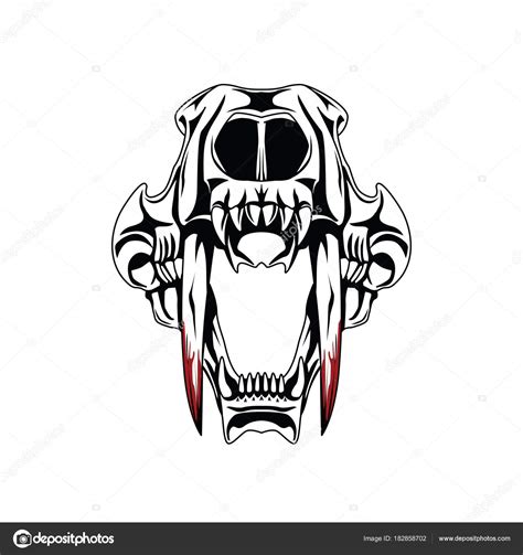 Saber tooth tiger skull tattoo — Stock Photo © doddy77 #182858702