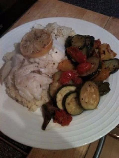 Baked fish and roasted vegetables - Best Slimming World