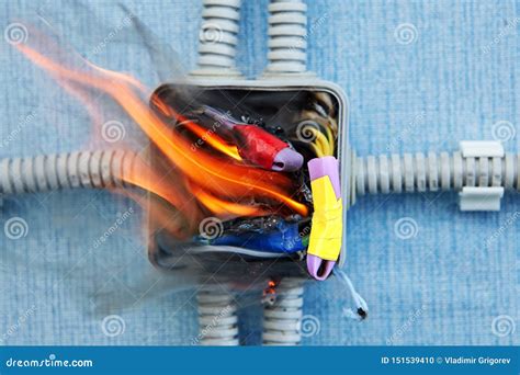 Faulty Junction Box Became Cause of Fire Stock Photo - Image of hazard ...