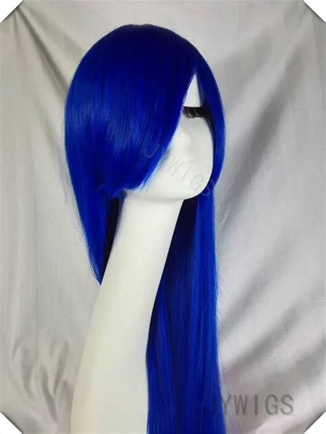 Dark Blue Hair Cosplay 40 Inches Long Straight Cosplay Synthetic Harajuky Anime Party Wig Dark ...