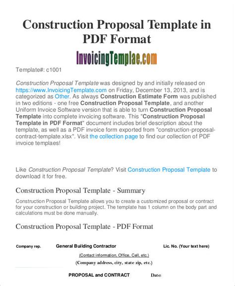 Construction Business Proposal Templates - 10+ Free Word, PDF Format ...