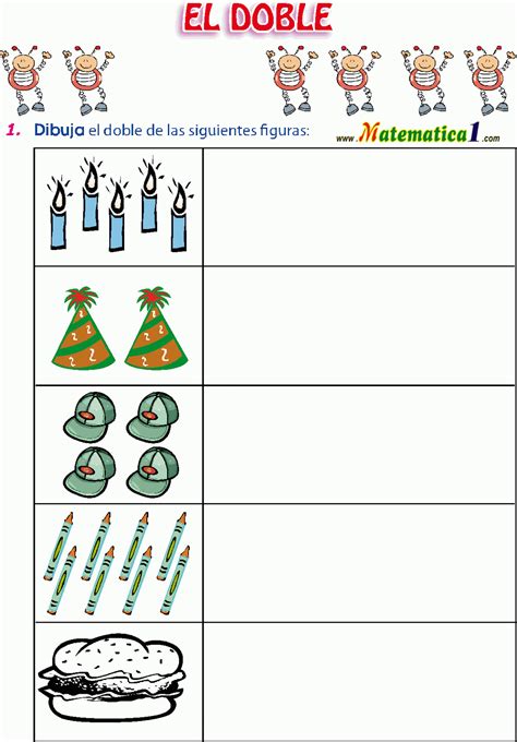 CONOCIENDO EL DOBLE Y LA MITAD EJERCICIOS DE PRIMERO DE PRIMARIA