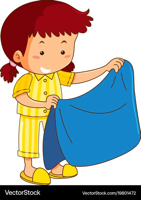 Girl and blue blanket Royalty Free Vector Image