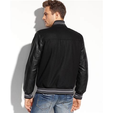 Lyst - Guess Coats Wool Varsity Bomber Jacket in Black for Men