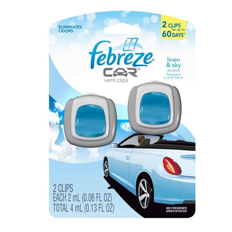 Febreze 0.06 oz. Linen and Sky Car Vent Clip Air Freshener (2-Pack)-003700094735 - The Home Depot