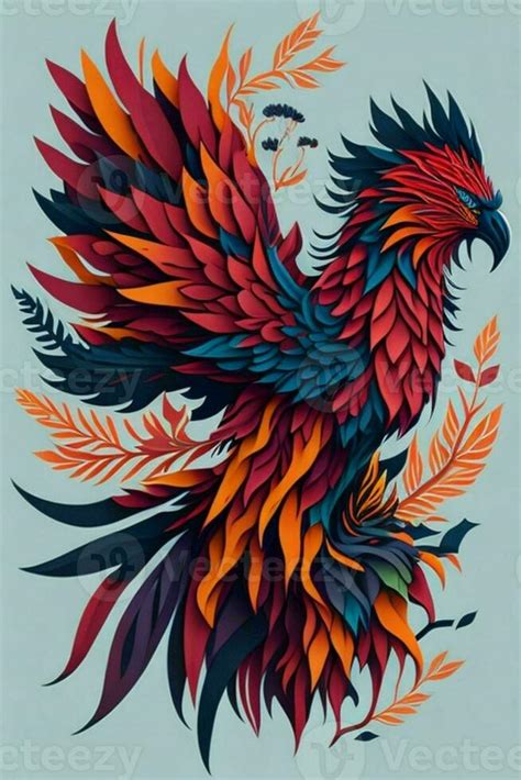 A detailed illustration of a Phoenix for a t-shirt design, wallpaper ...