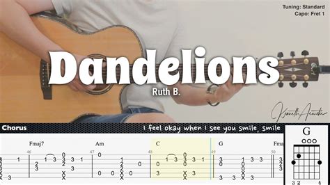 Dandelions - Ruth B. | Fingerstyle Guitar | TAB + Chords + Lyrics ...