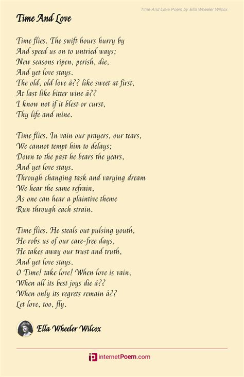 Time And Love Poem by Ella Wheeler Wilcox