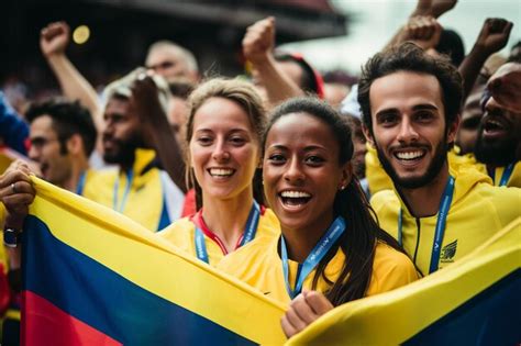 Premium Photo | Colombian Athletes Competing with Flag Symbols