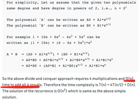 algorithm - Divide-and-conquer: Polynomial multiplication time complexity - Stack Overflow