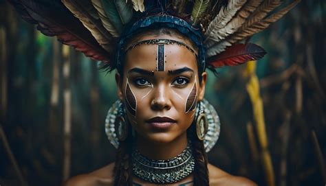 Uma mulher com uma pintura facial nativa americana | Foto Premium