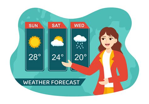 Meteorologist Vector Illustration with Weather Forecast and Atmospheric Precipitation Map in ...