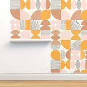 Modern Art Geometric Shapes Earth Tone Wallpaper | Spoonflower