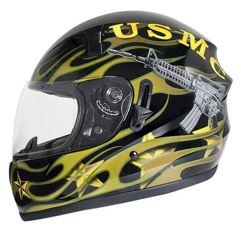 Hawk ST-1150 Marine Corps Glossy Dual-Visor Full-Face Motorcycle Helmets | Motorcycle helmets ...