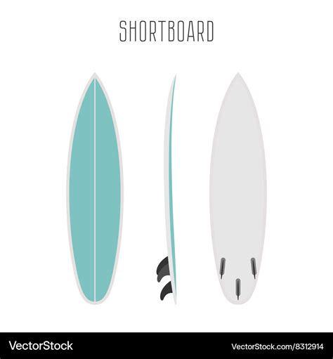 Surf short board with three sides Royalty Free Vector Image